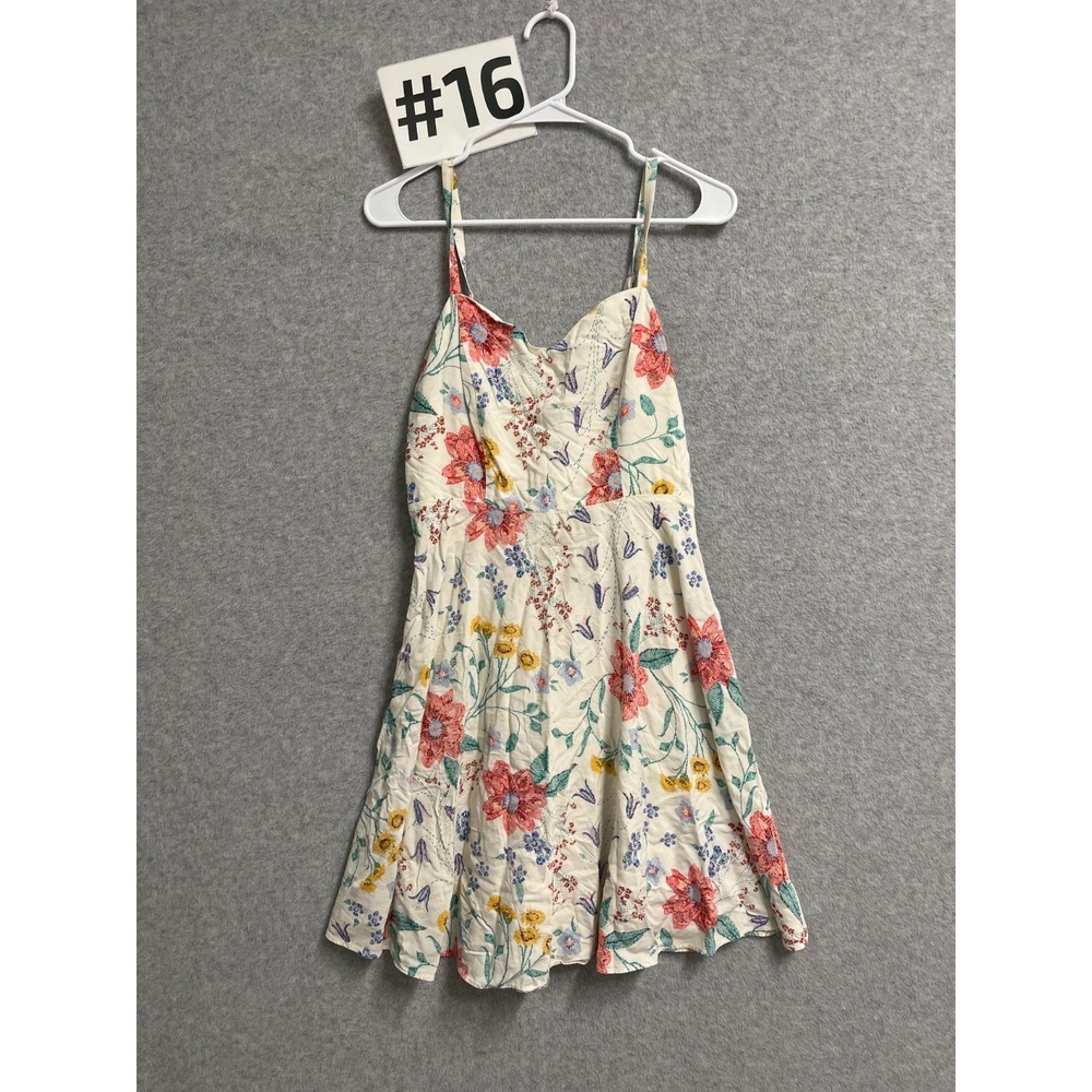 Old Navy Mini A Line Dress Womens Medium Multicolor Floral Rayon Square Neck